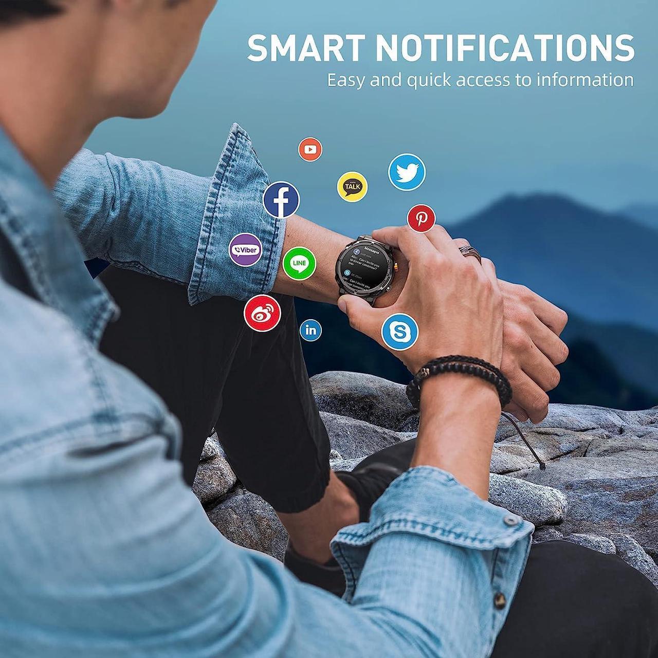 Alt view image 5 of 7 - Sport Smart Watch, 5ATM Waterproof Military Smart Watches for Men with Bluetooth Call (Answer/Dial Call), 1.39'' Outdoor Tactical Fitness Tracker Smartwatch with 111 Sports Moeds for Android iOS Phone