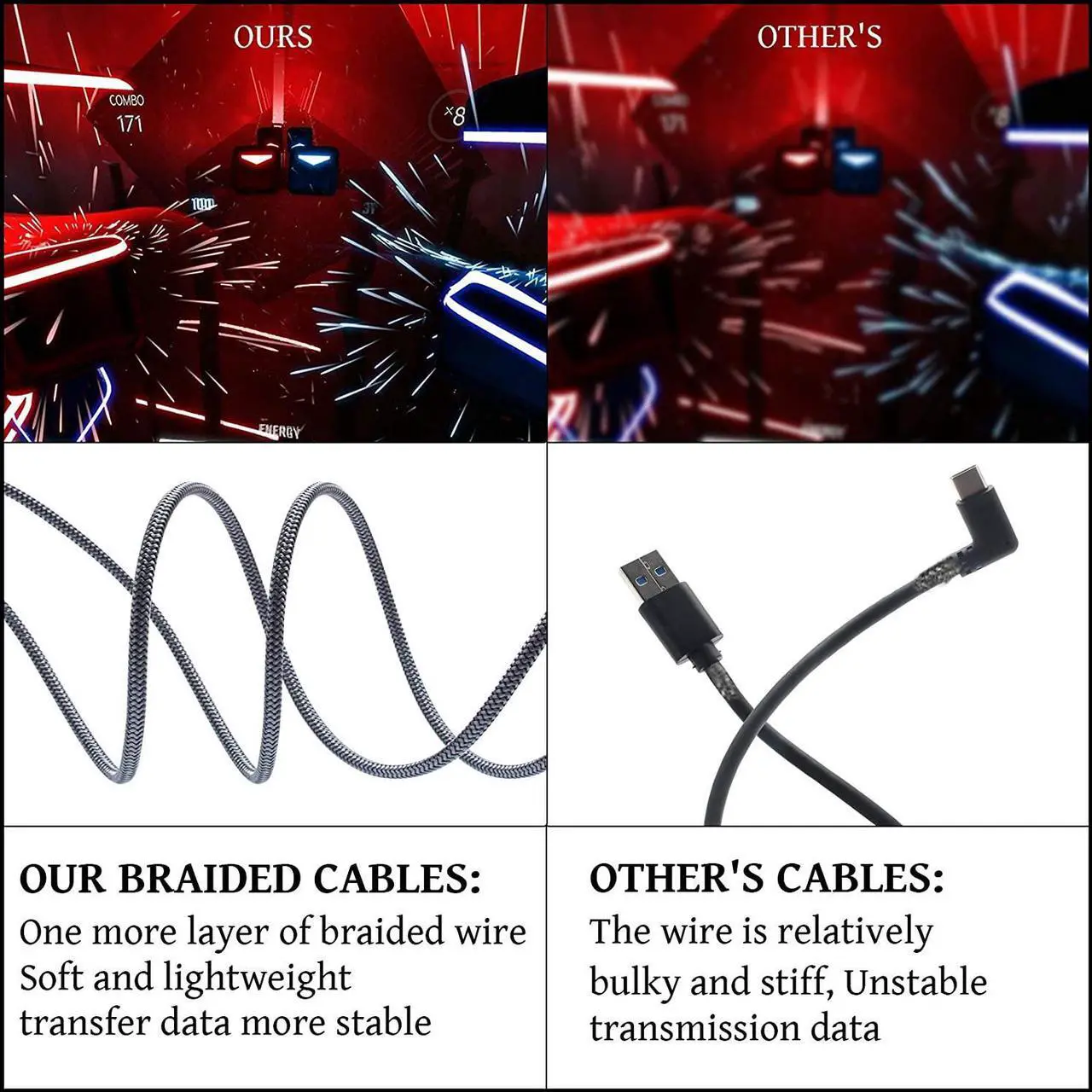 Alt view image 6 of 7 - Compatible for Oculus Quest 2 Link Cable 10FT, VR Link Cable for Oculus Quest 2 / Quest 1, USB 3.0 Type A to C High Speed Data Transfer Charging Cord for Oculus VR Headset and Gaming PC (10feet, 3M)