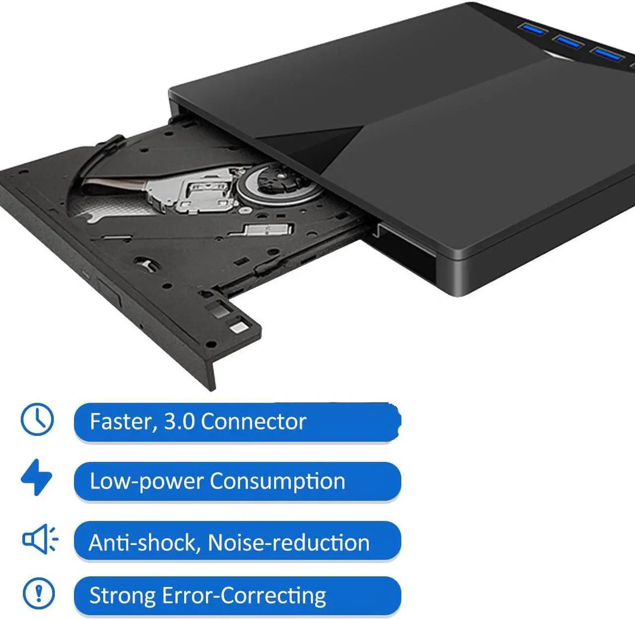 Alt view image 2 of 7 - 6-in-1 External CD DVD Drive, USB 3.0 Type-C CD DVD +/-RW Optical Drive, Ultra-Slim Drive with 4 USB 3.0 Ports and 2 SD Card Slots, Compatible with Laptop PC Linux Windows Mac OS with USB Hub
