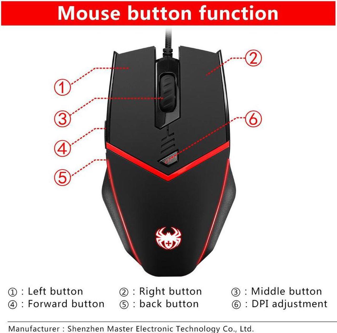 Alt view image 4 of 7 - ZELOTES Gaming Mouse Wired [ Programmable ][ Breathing Light ] [ 3200 DPI ] [ Weight Tuning Set ], PC,Computer Gamer Mice, 6 Buttons for Both Hands- Black