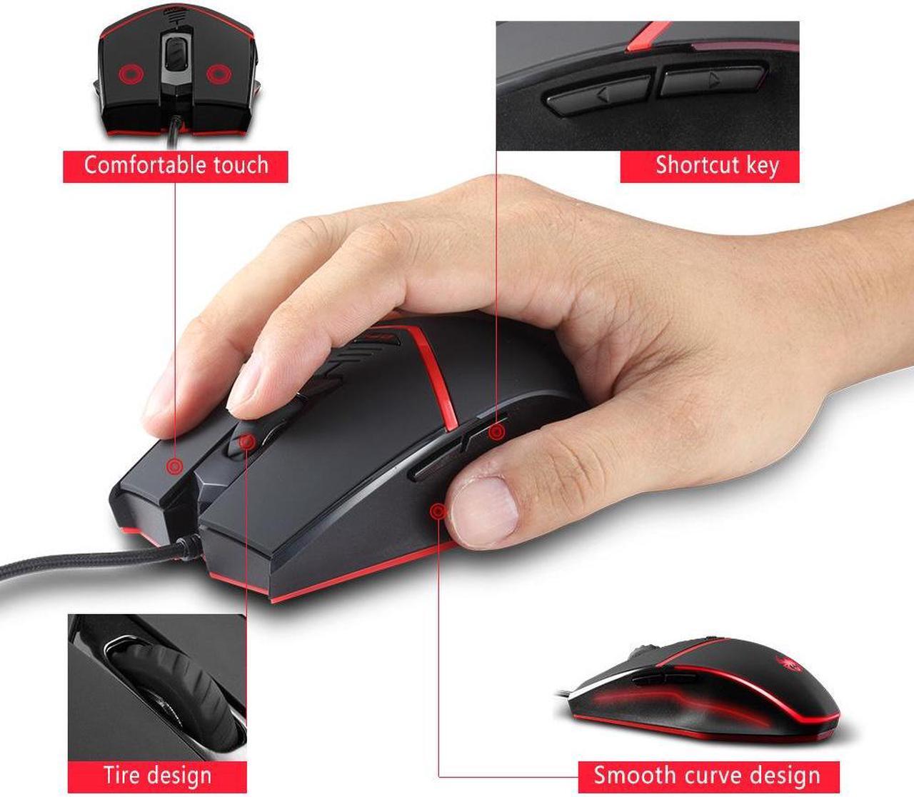 Alt view image 7 of 7 - ZELOTES Gaming Mouse Wired [ Programmable ][ Breathing Light ] [ 3200 DPI ] [ Weight Tuning Set ], PC,Computer Gamer Mice, 6 Buttons for Both Hands- Black