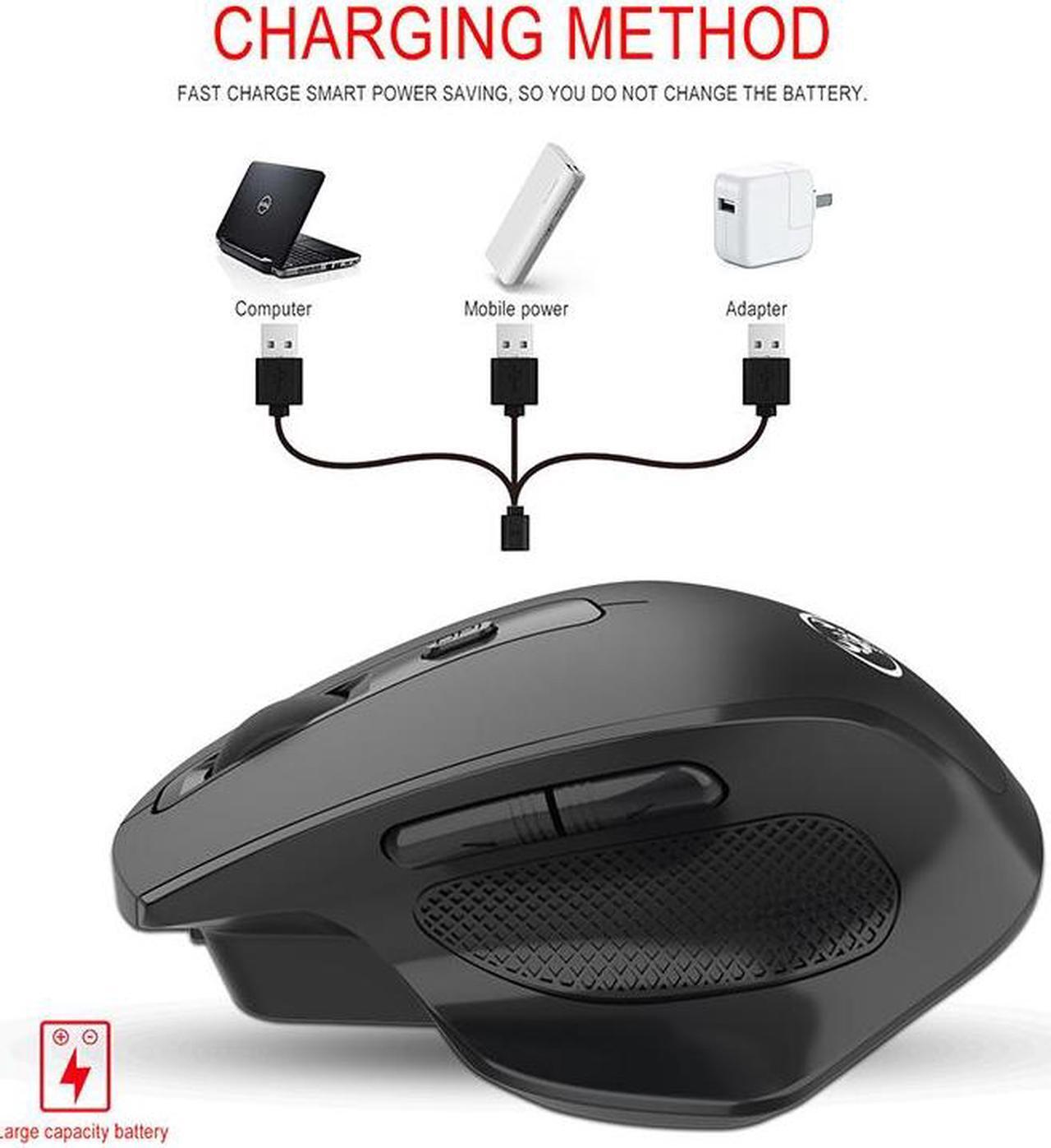 Alt view image 5 of 7 - Rechargeable 2.4G Wireless Mouse 6 Buttons Gaming Mouse for Gamer Laptop Desktop PC USB Receiver Micro Switch Button