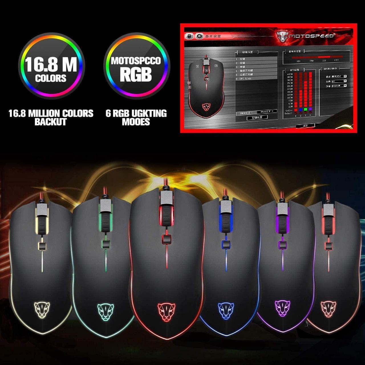 Alt view image 2 of 7 - Professional Gaming Mouse USB Wired USB Optical Mouse Gamer 6 Adjustable DPI Mouse 4000DPI Ergonomic Mice RGB LED Backlight for PC Laptop