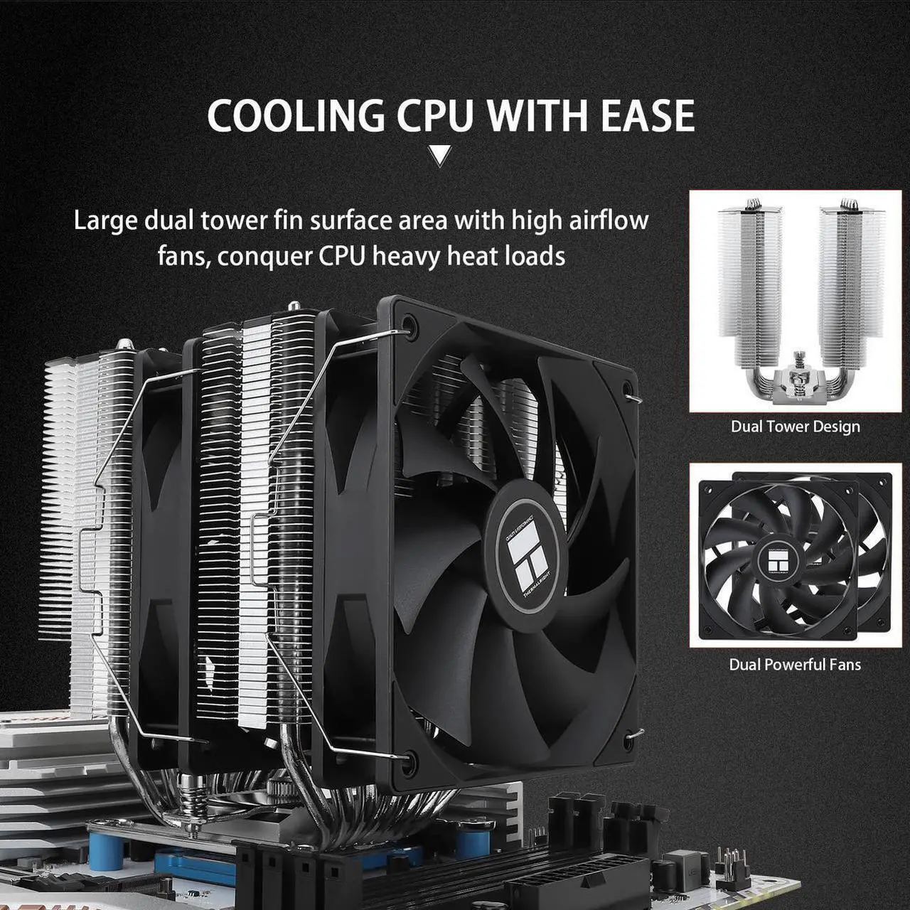 Alt view image 5 of 6 - Thermalright PS120SE CPU Air Cooler, 7 Heat pipes CPU Cooler,Dual 120mm TL-C12B V2 PWM Fan, AGHP 4.0 Technilogy, S-FDB Bearing, For AMD AM4 AM5/Intel 1700/1150/1151/1200, PC Cooler