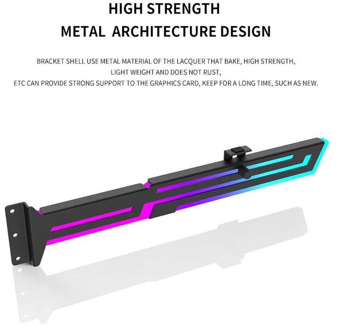 Alt view image 2 of 5 - ARGB GPU Holder Adjustable Height Horizontal AURA SYNC Graphics Card VGA Holder GPU Bracket Black