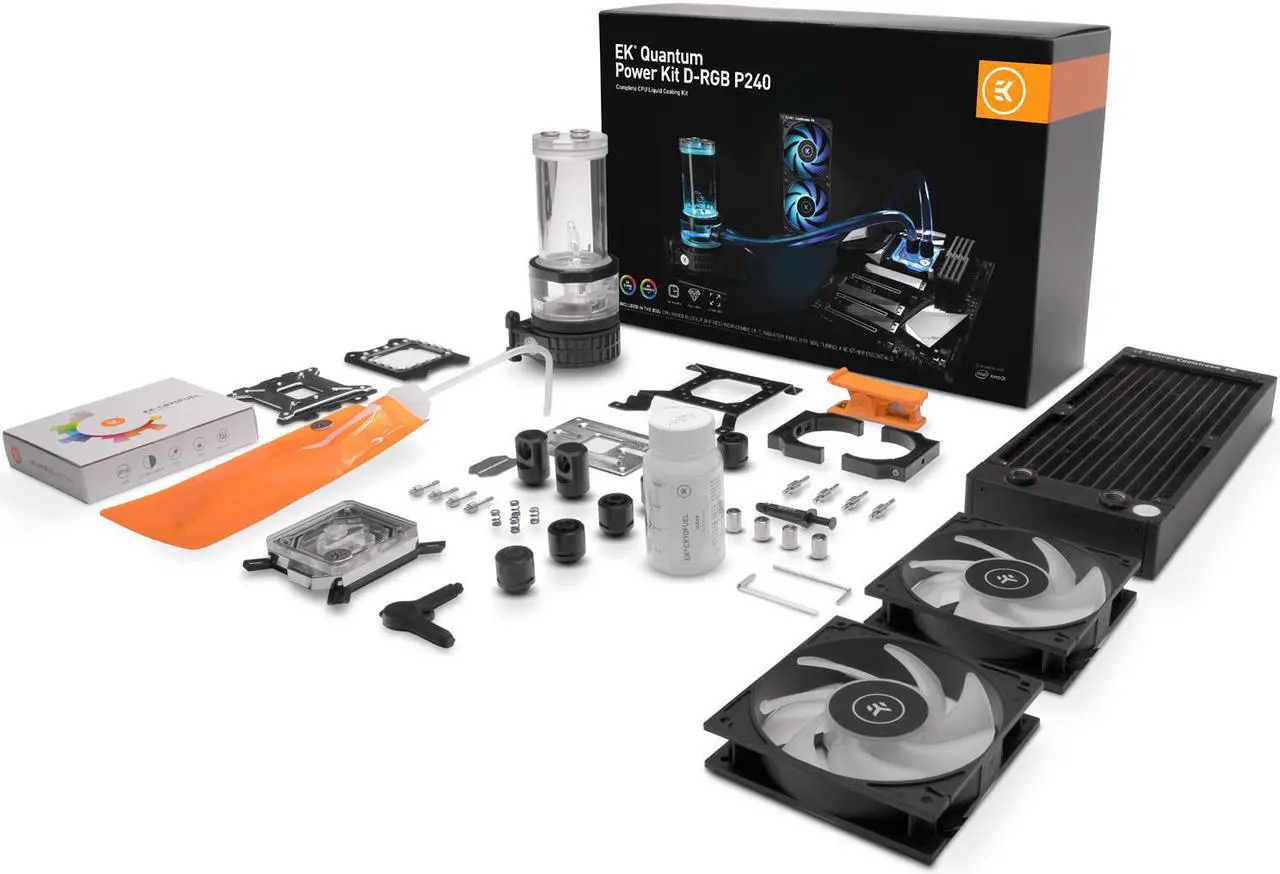 Alt view image 2 of 10 - EKWB EK-Quantum Power D-RGB P240 Liquid / Water Cooling Kit System LGA 1700 Compatible