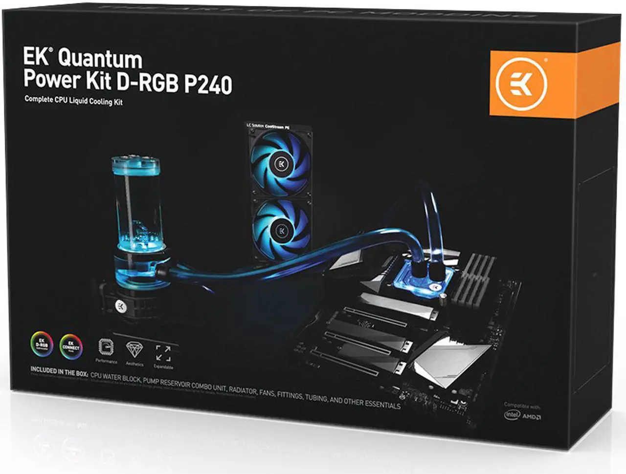 Main image of EKWB EK-Quantum Power D-RGB P240 Liquid / Water Cooling Kit System LGA 1700 Compatible