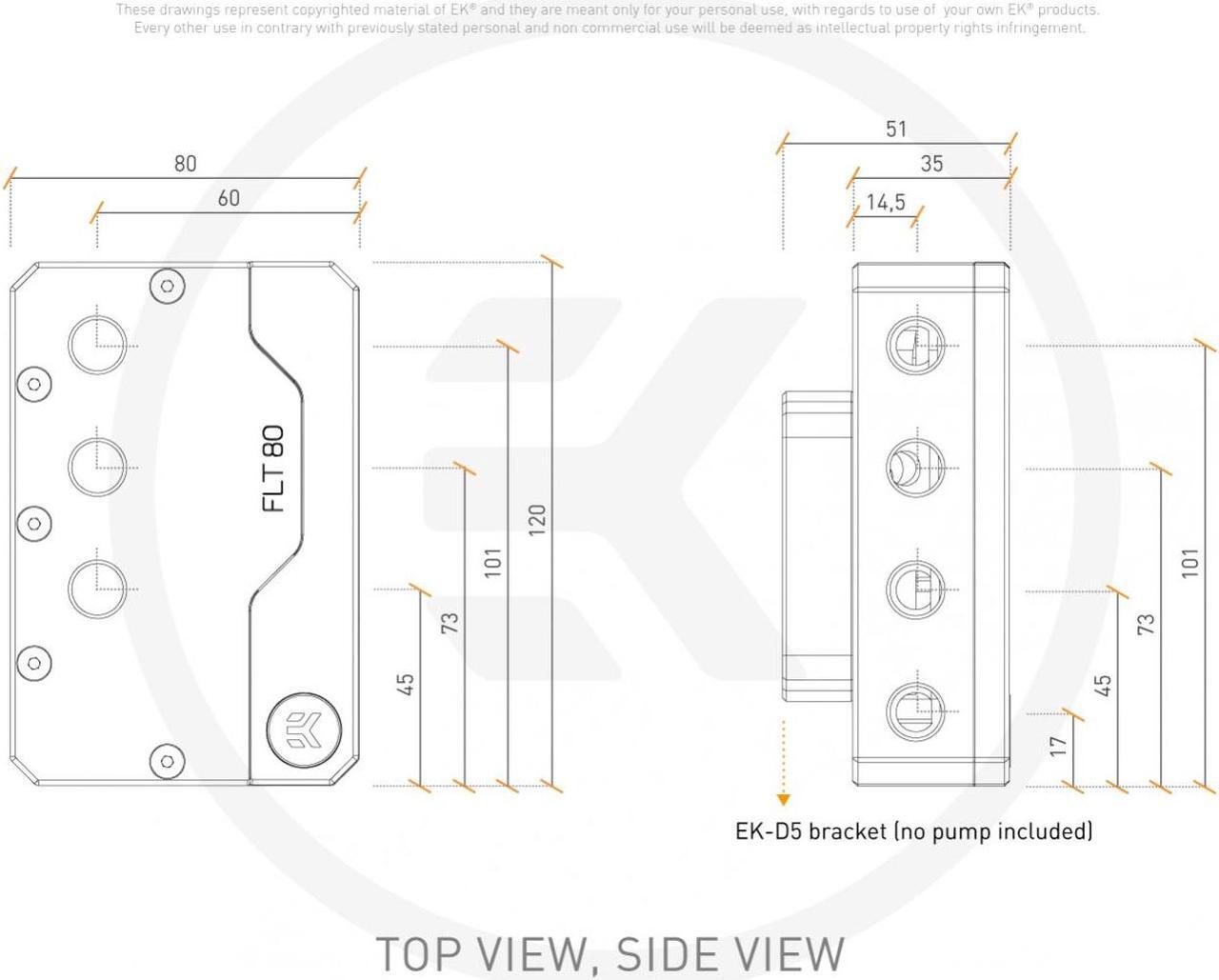 Alt view image 7 of 7 - EK-QUANTUM VOLUME FLT 80 D5/DDC BODY D-RGB - PLEXI