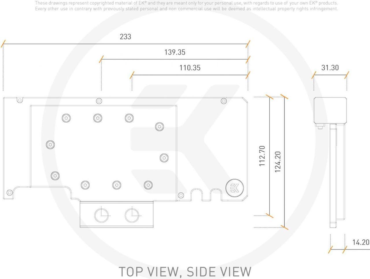 Alt view image 6 of 6 - EK-Quantum Vector Trinity RTX 3080/3090 Active Backplate D-RGB - Plexi