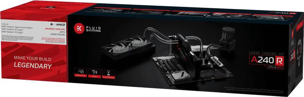 Main image of EKWB EK Fluid Gaming A240R Complete Dual 120mm Water / Liquid Cooling Kit 240mm with EK-AC Radeon Vega GPU Block