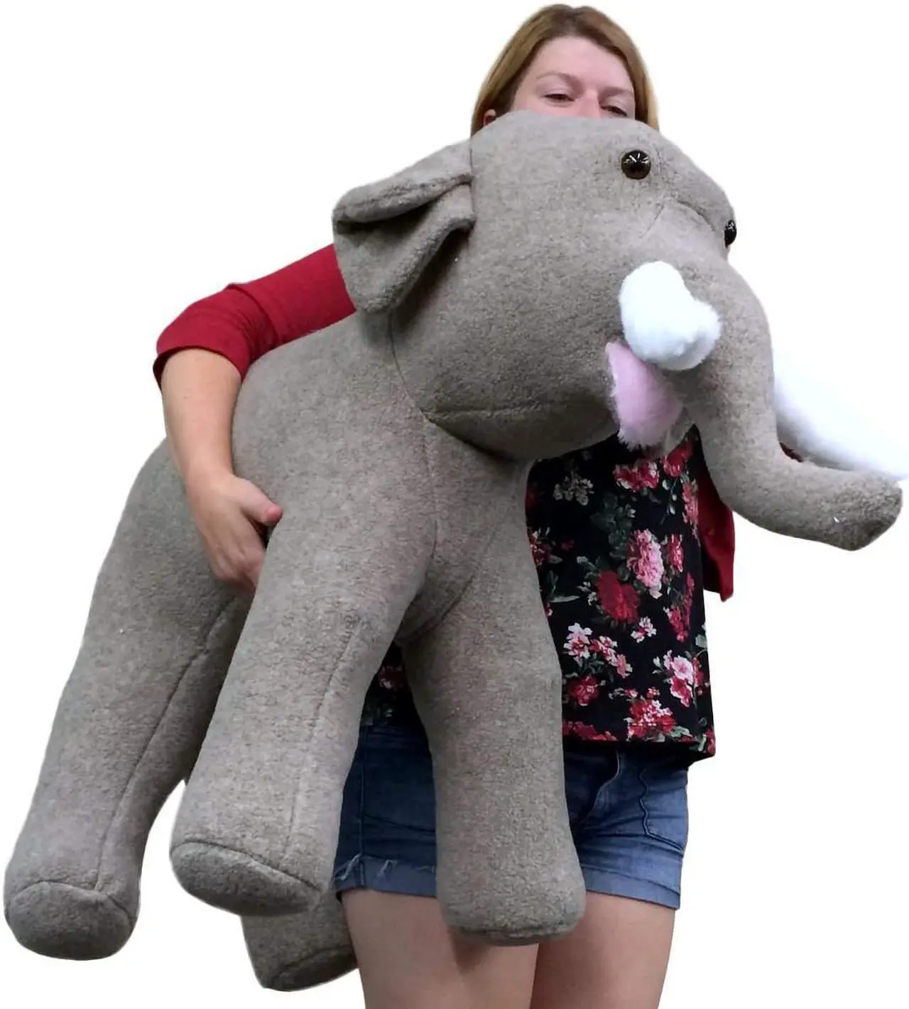 Alt view image 2 of 7 - American Made Oversized Stuffed Elephant 36 Inches Gray Color Soft Large Plush