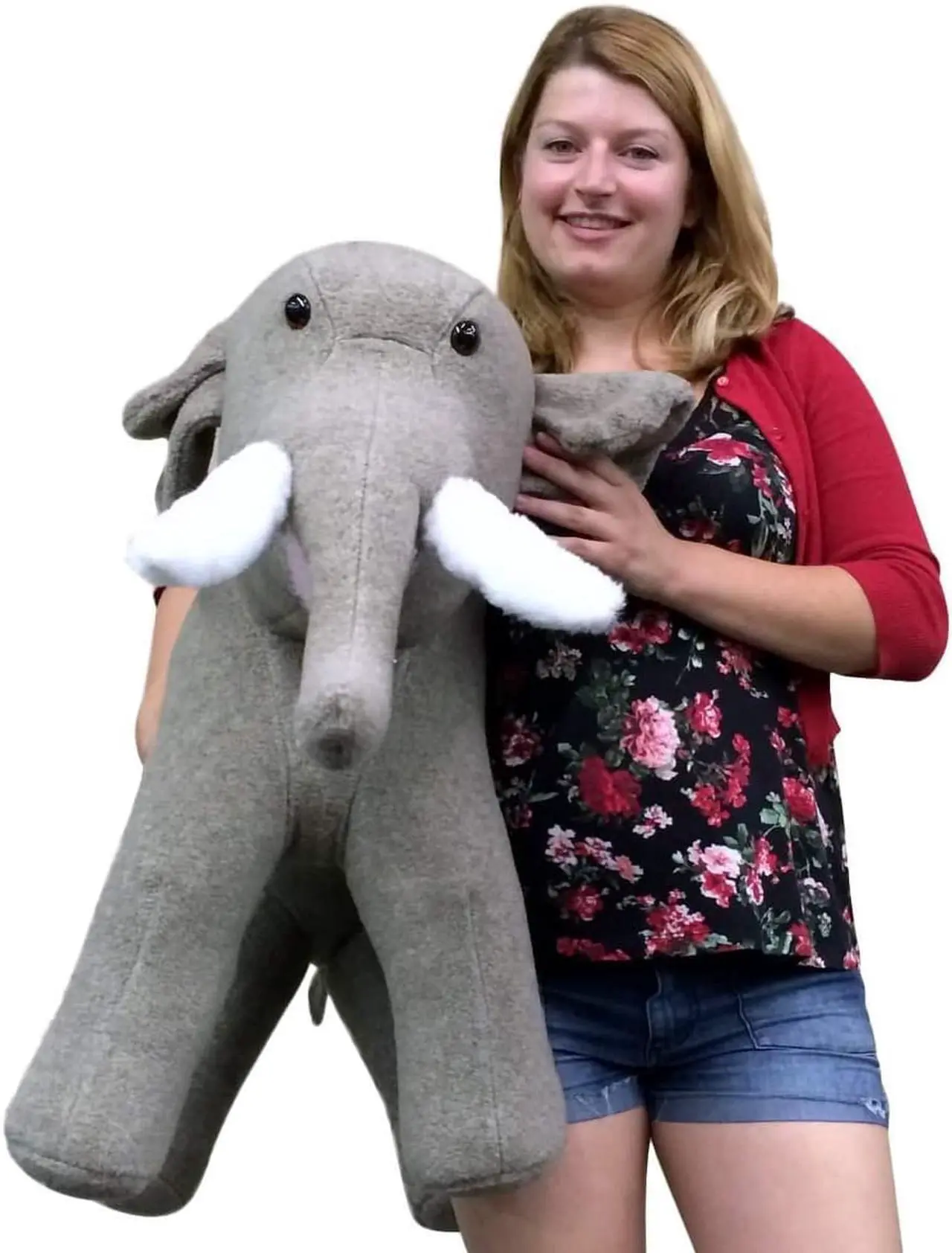 Alt view image 6 of 7 - American Made Oversized Stuffed Elephant 36 Inches Gray Color Soft Large Plush