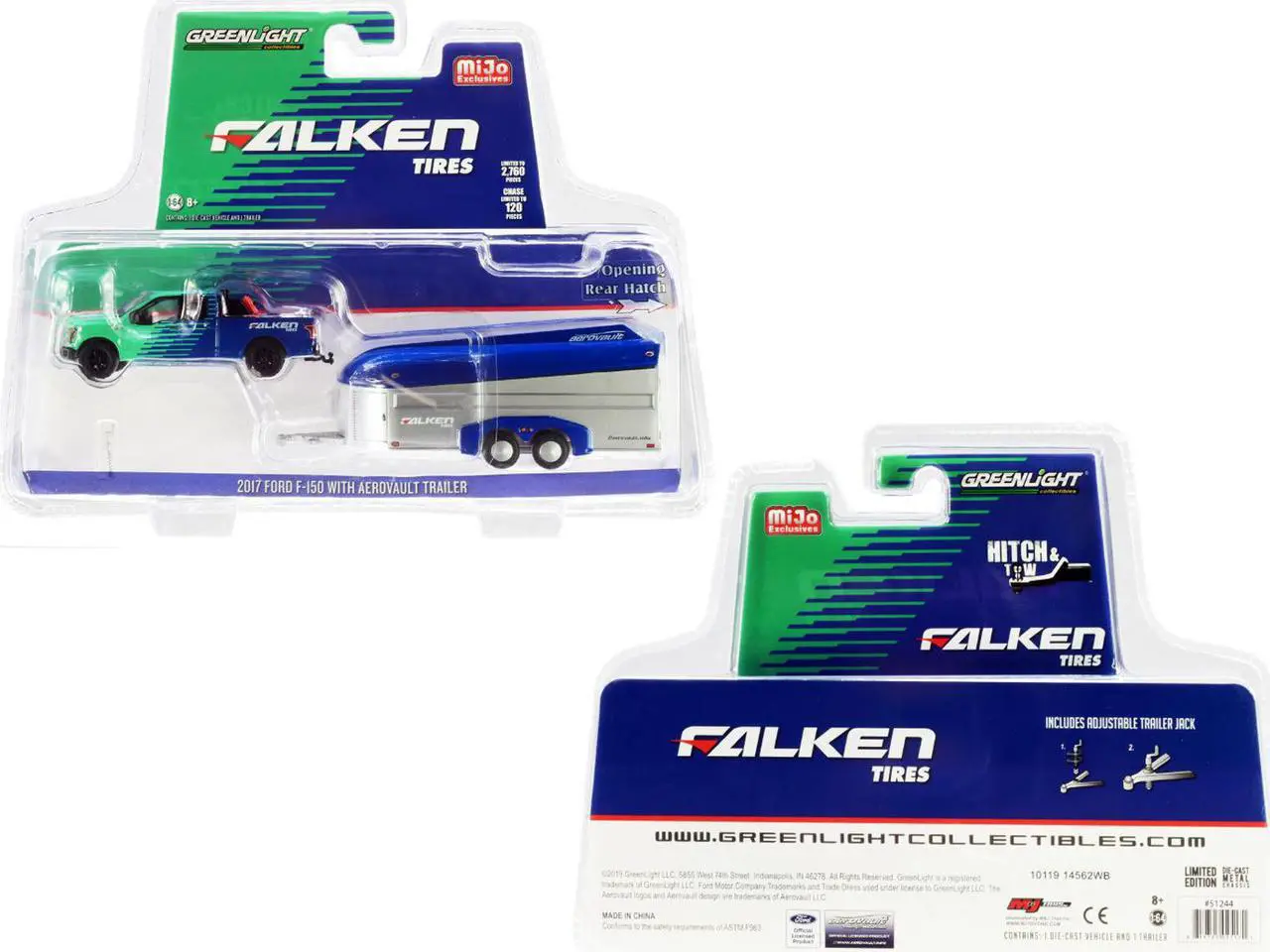 Alt view image 5 of 8 - 2017 Ford F-150 Pickup Truck & Aerovault Trailer "Falken Tires" Ltd Ed to 2,760 pcs 1/64 Diecast Model Car by Greenlight