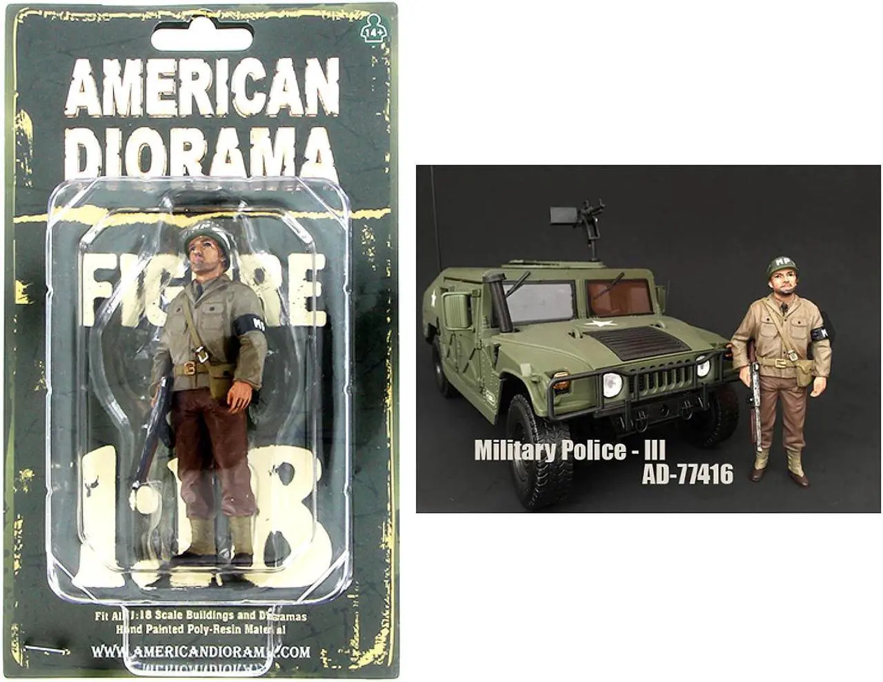 Alt view image 2 of 5 - WWII Military Police Figure III For 1:18 Scale Models by American Diorama