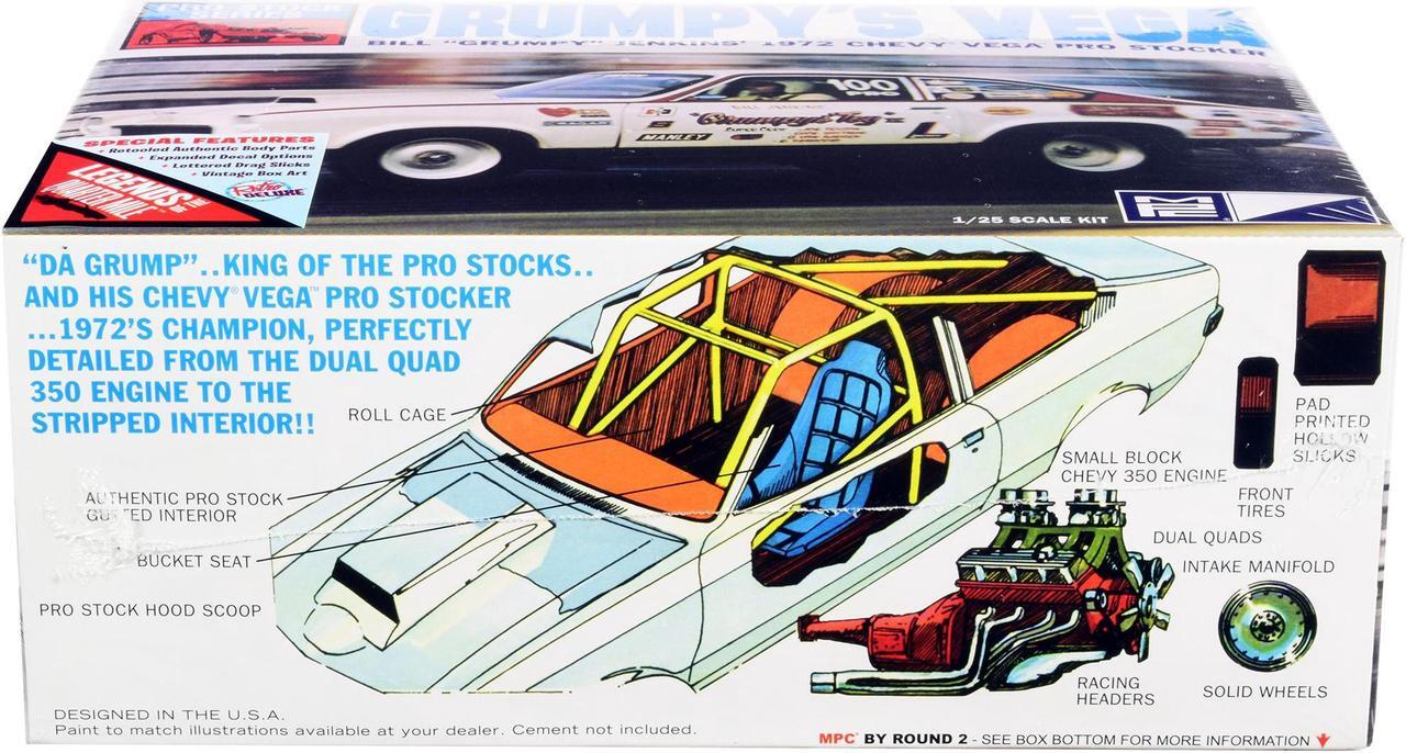 Alt view image 4 of 6 - Skill 2 Model Kit 1972 Chevrolet Vega Pro Stock Bill "Grumpy" Jenkins' "Legends of the Quarter Mile" 1/25 Scale Model by MPC