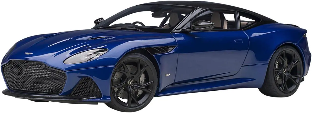 Alt view image 5 of 11 - Aston Martin DBS Superleggera RHD (Right Hand Drive) Zaffre Blue Metallic with Carbon Top and Carbon Accents 1/18 Model Car by Autoart
