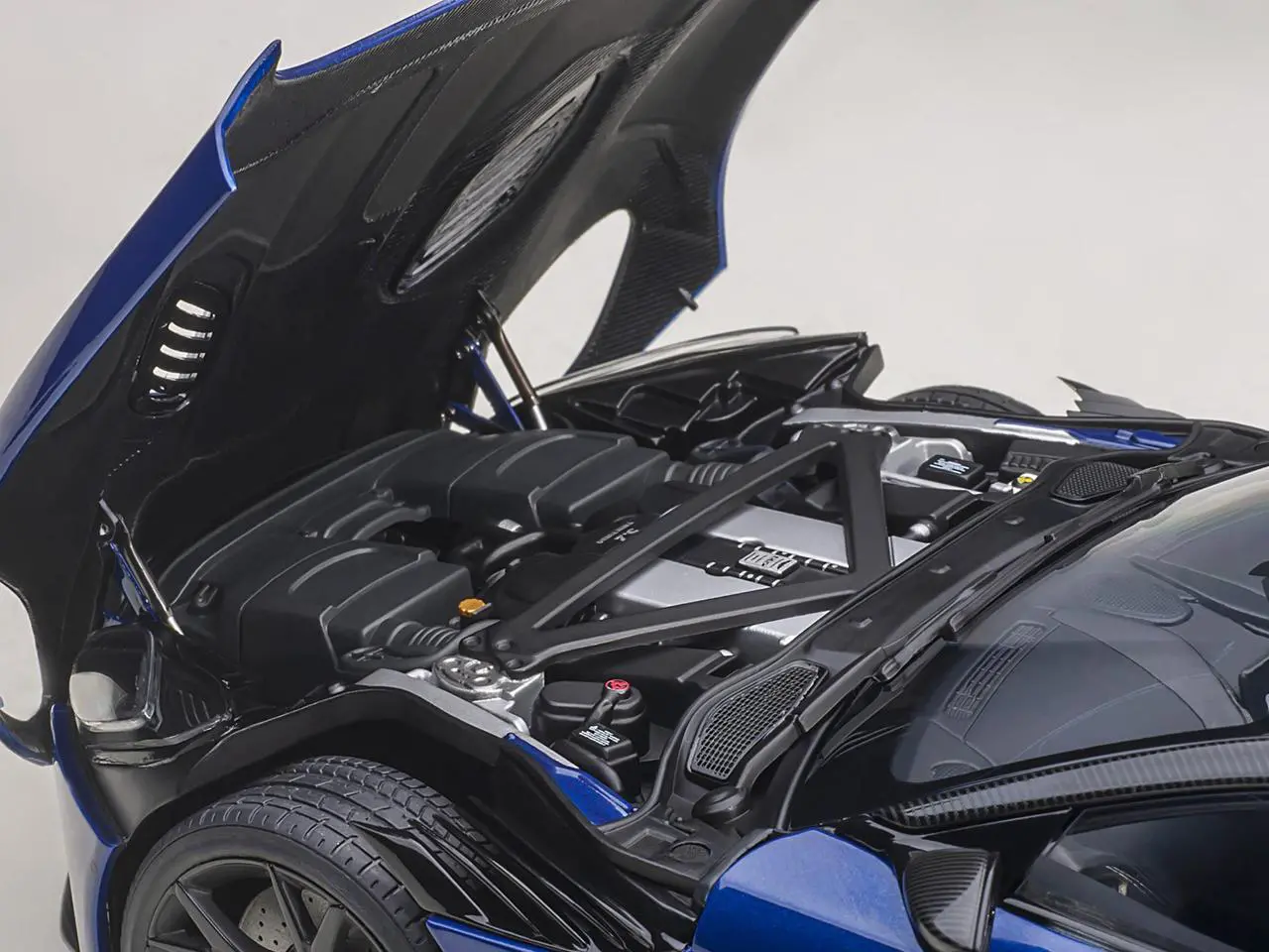 Alt view image 7 of 11 - Aston Martin DBS Superleggera RHD (Right Hand Drive) Zaffre Blue Metallic with Carbon Top and Carbon Accents 1/18 Model Car by Autoart