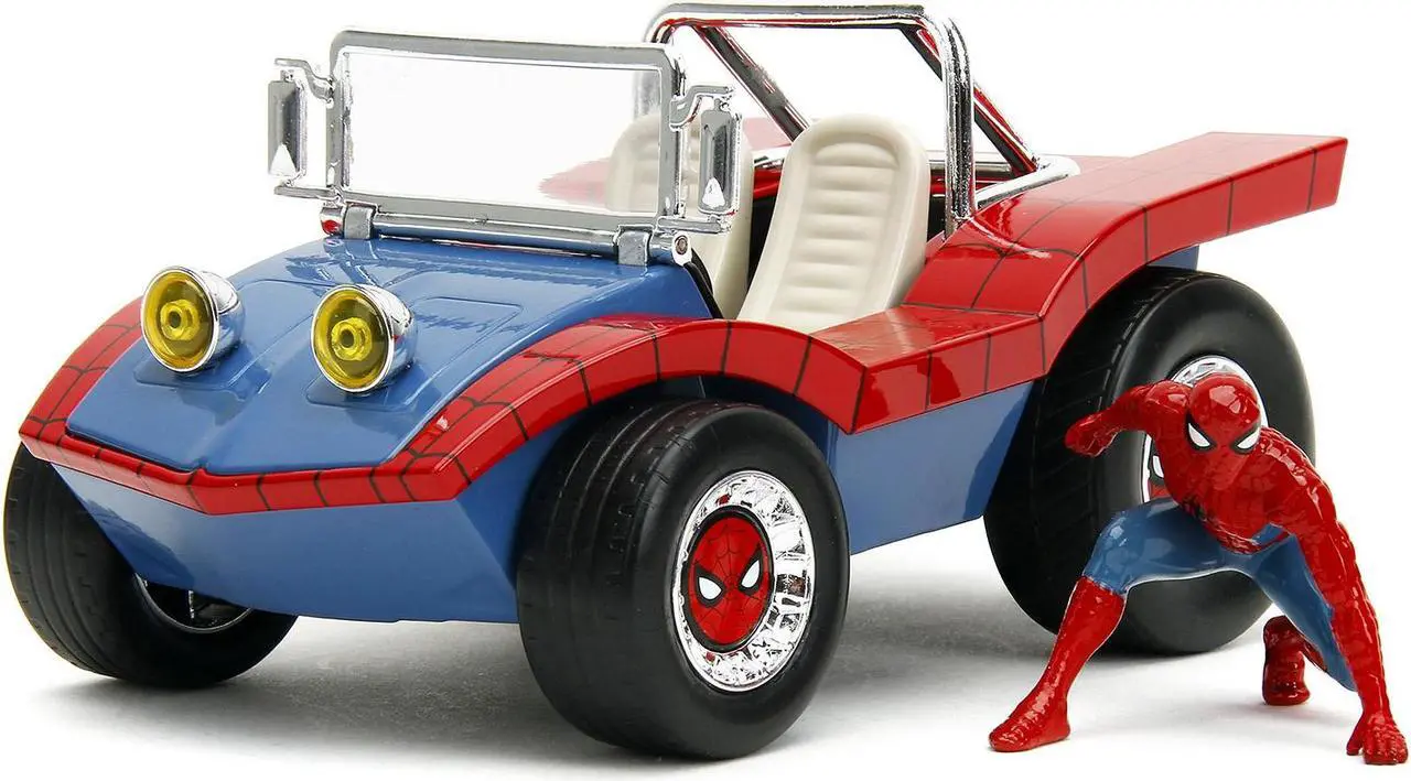 Alt view image 5 of 12 - Dune Buggy Red and Blue with Graphics and Spider-Man Diecast Figure "Marvel Spider-Man" 1/24 Diecast Model Car by Jada