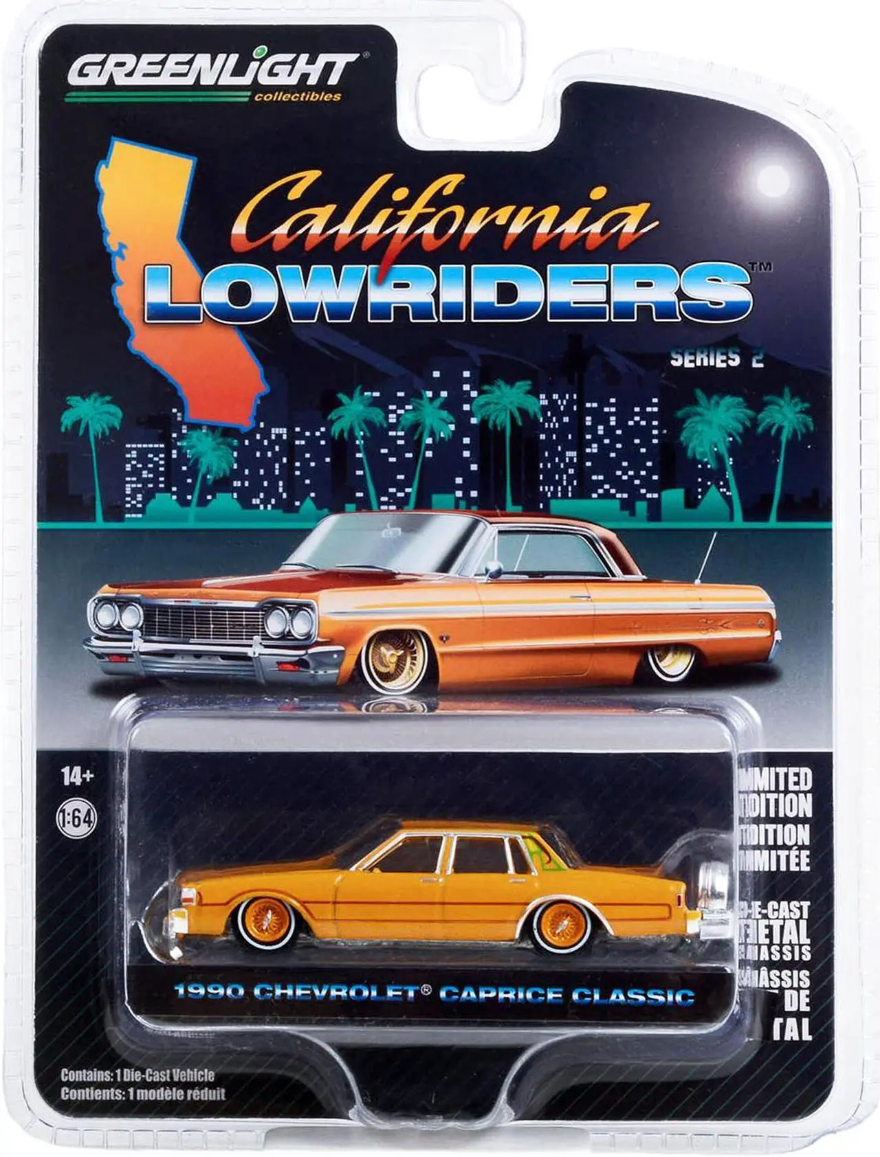 Alt view image 3 of 3 - 1990 Chevrolet Caprice Classic Custom Kandy Orange Metallic with Orange Interior 1/64 Diecast Model Car by Greenlight
