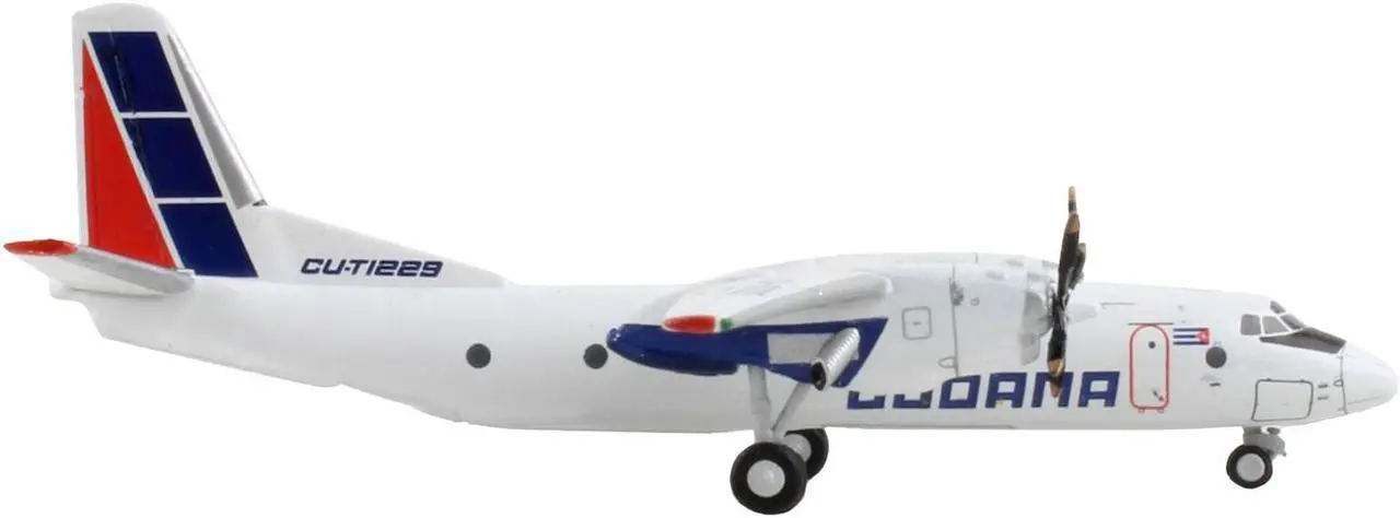 Alt view image 2 of 3 - Antonov An-26 Commercial Aircraft "Cubana de Aviacion" White with Red and Blue Tail 1/400 Diecast Model Airplane by GeminiJets