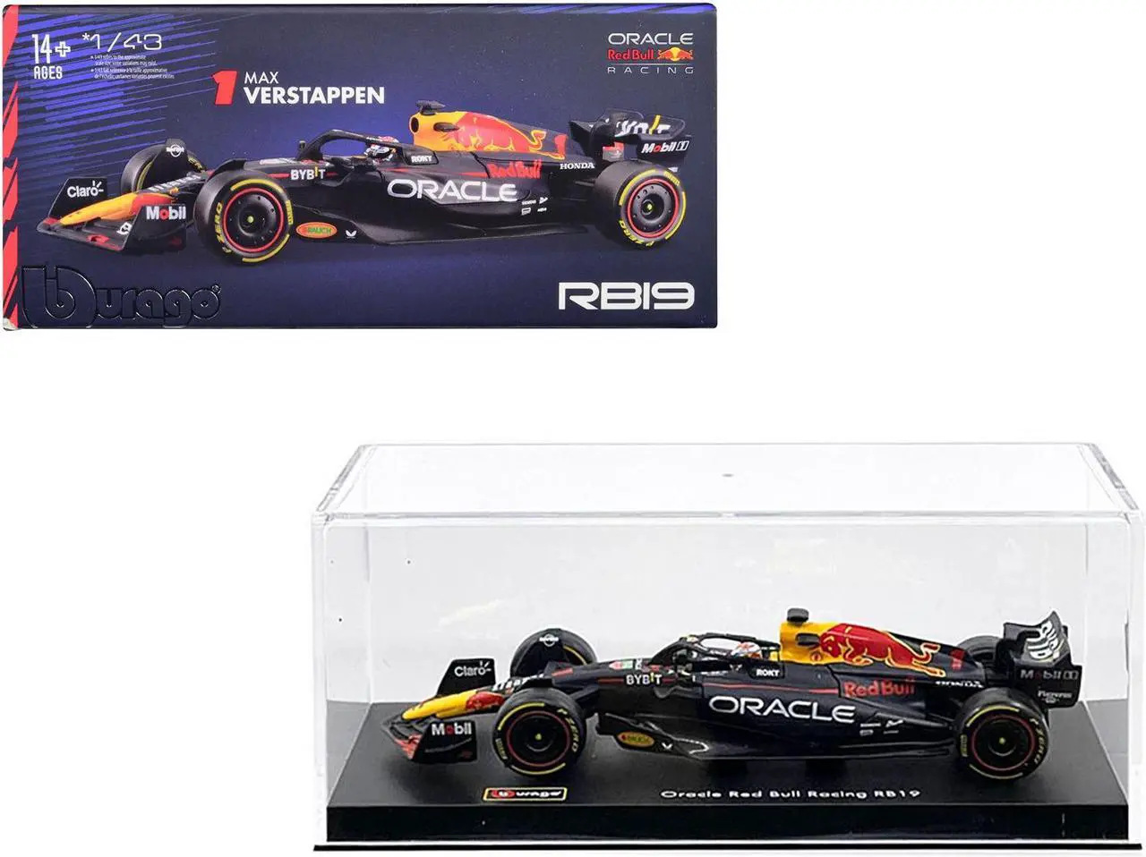 Main image of Red Bull Racing RB19 #1 "Oracle" F1 World Championship (2023) w/Figure &  Case "Race" Series 1/43 Diecast Model Car by Bburago