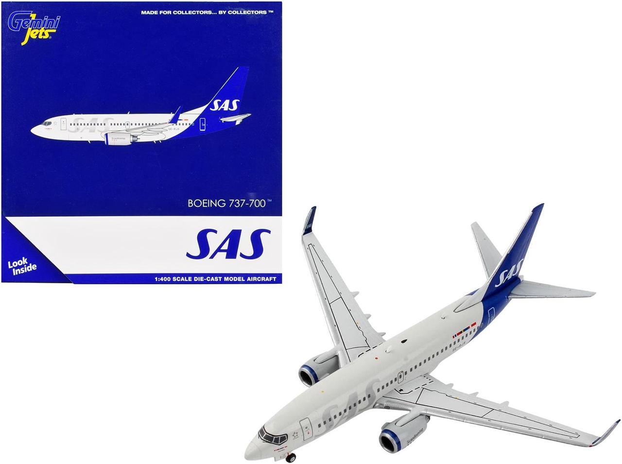 Main image of Boeing 737-700 Commercial Aircraft "Scandinavian Airlines" Gray with Blue Tail 1/400 Diecast Model Airplane by GeminiJets