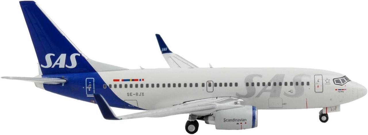 Alt view image 3 of 3 - Boeing 737-700 Commercial Aircraft "Scandinavian Airlines" Gray with Blue Tail 1/400 Diecast Model Airplane by GeminiJets