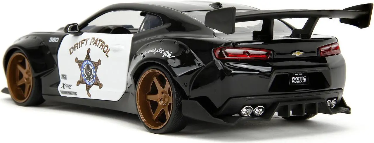 Alt view image 6 of 11 - 2016 Chevrolet Camaro Widebody Black and White "Drift Patrol" "Wide Body" Series 1/24 Diecast Model Car by Jada