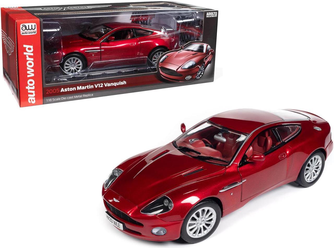 Main image of 2005 Aston Martin V12 Vanquish RHD (Right Hand Drive) Toro Red Mica Met with Red Interior 1/18 Diecast Model Car by Auto World