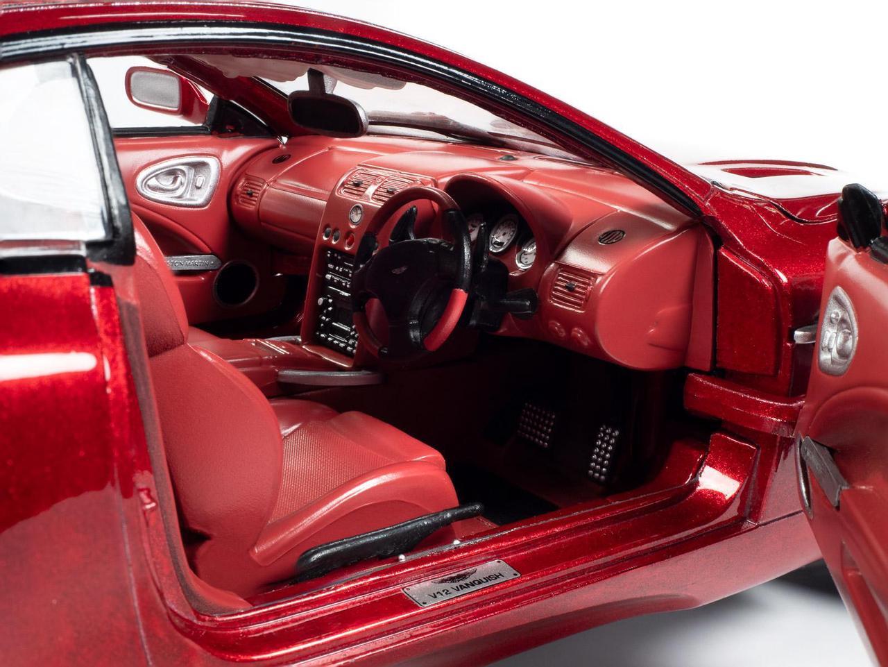 Alt view image 4 of 6 - 2005 Aston Martin V12 Vanquish RHD (Right Hand Drive) Toro Red Mica Met with Red Interior 1/18 Diecast Model Car by Auto World