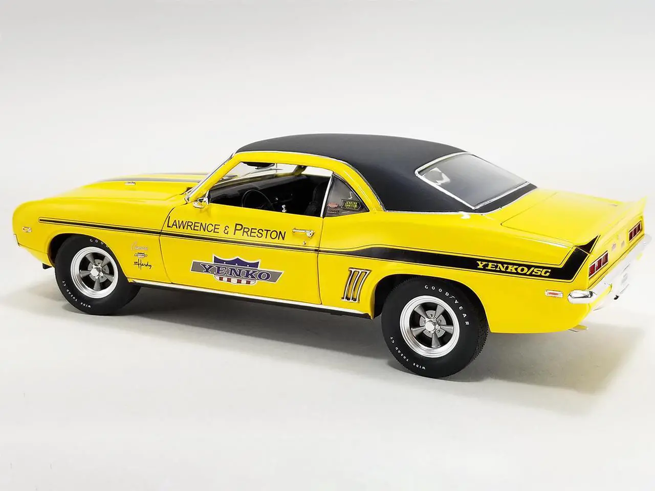 Alt view image 5 of 6 - 1969 Chevrolet Yenko Camaro SC/SS/E Daytona Yellow w/Black & Black Vinyl Top Ltd Ed to 290 pcs 1/18 Die Cast Model Car by ACME