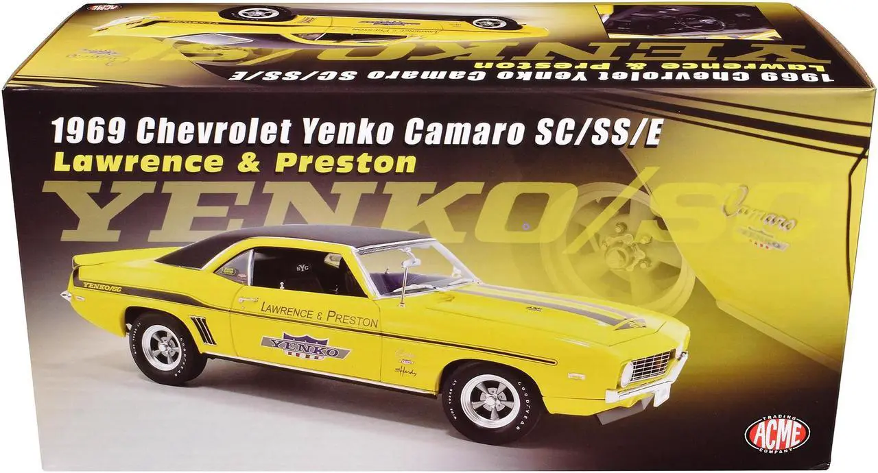 Alt view image 6 of 6 - 1969 Chevrolet Yenko Camaro SC/SS/E Daytona Yellow w/Black & Black Vinyl Top Ltd Ed to 290 pcs 1/18 Die Cast Model Car by ACME