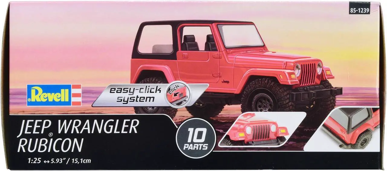 Alt view image 2 of 6 - Level 2 Easy-Click Model Kit Jeep Wrangler Rubicon 1/25 Scale Model by Revell