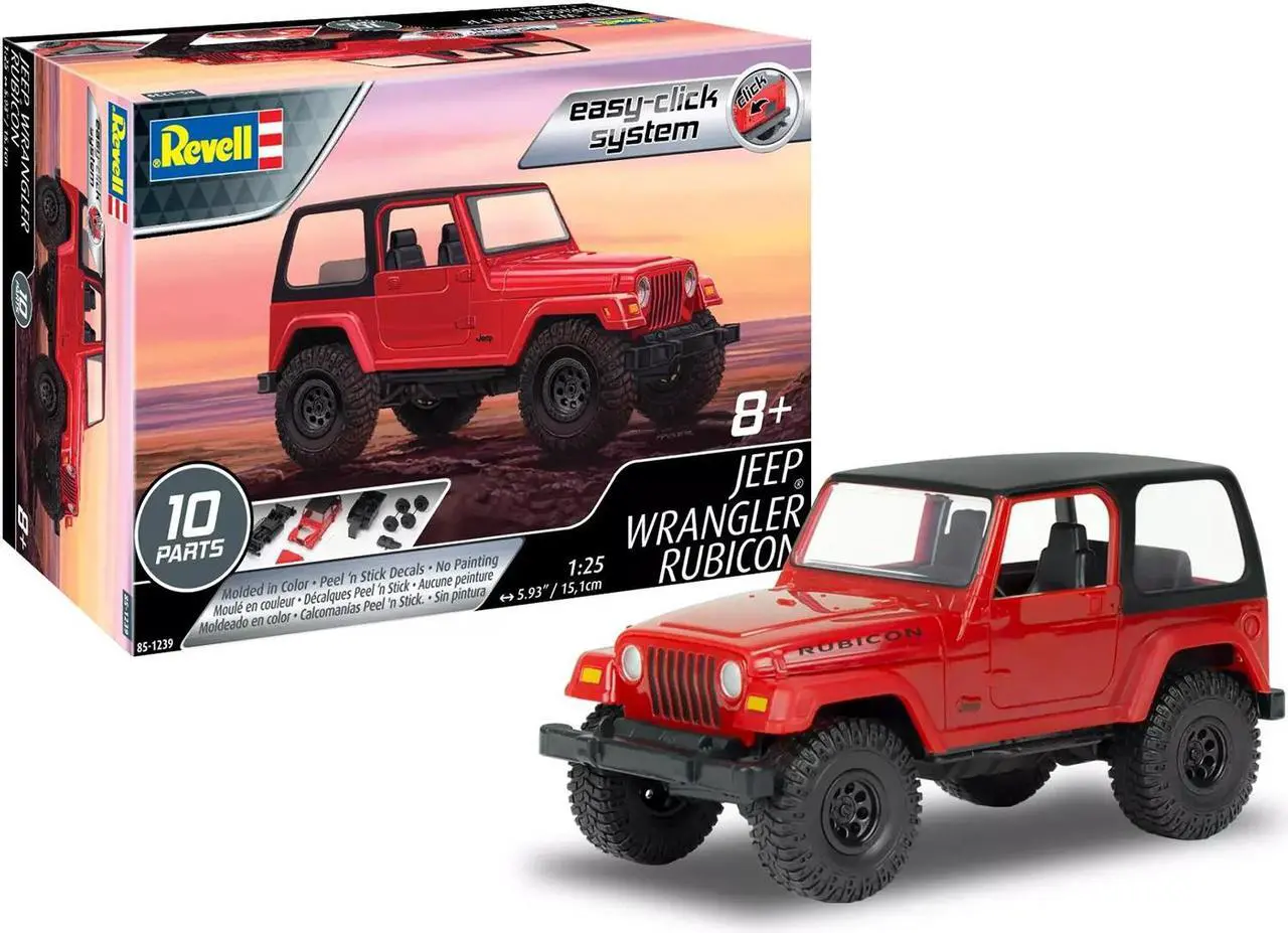 Alt view image 5 of 6 - Level 2 Easy-Click Model Kit Jeep Wrangler Rubicon 1/25 Scale Model by Revell