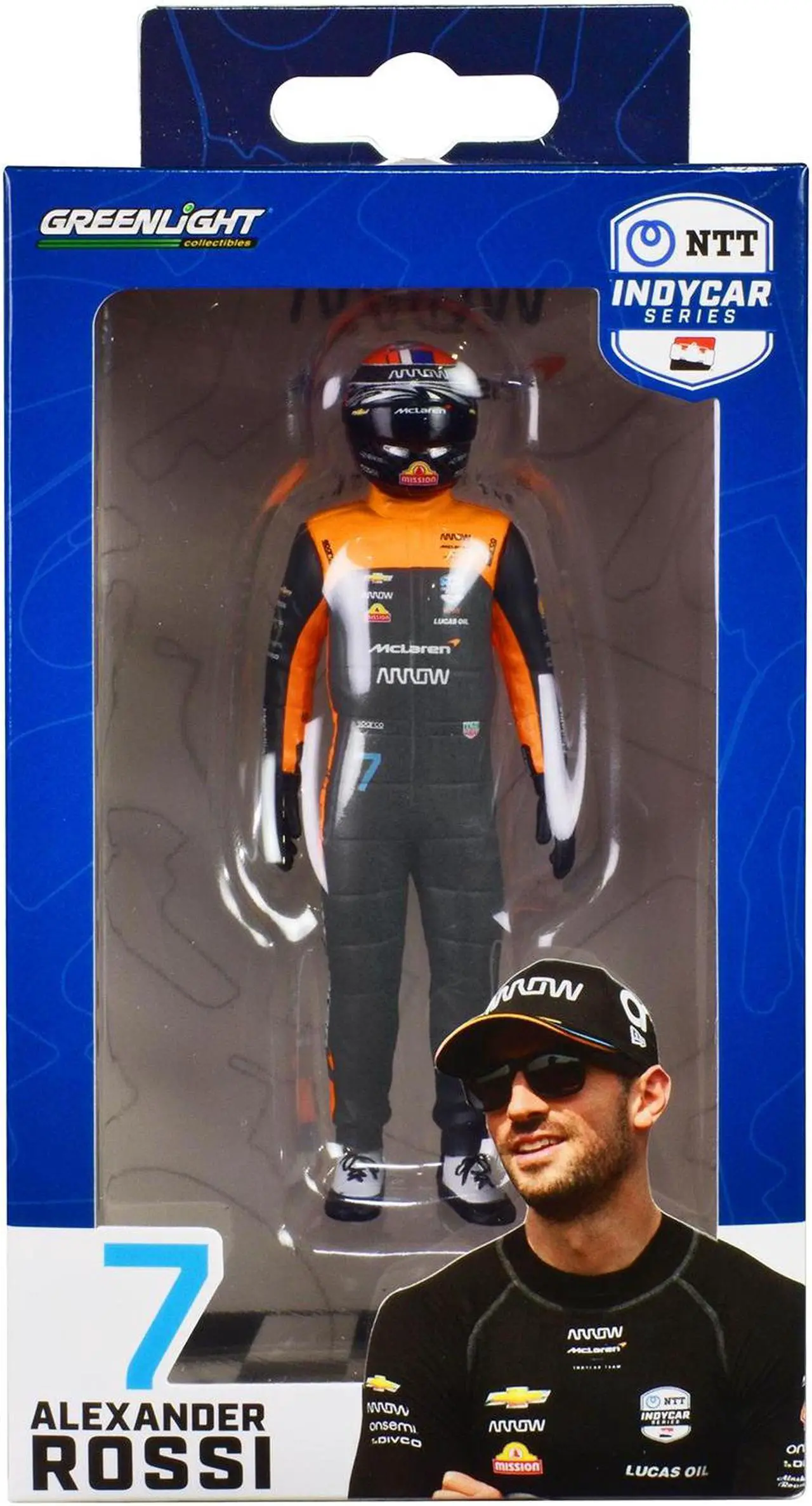 Alt view image 3 of 3 - "NTT IndyCar Series" #7 Alexander Rossi Driver Figure "McLaren - Arrow McLaren" for 1/18 Scale Models by Greenlight