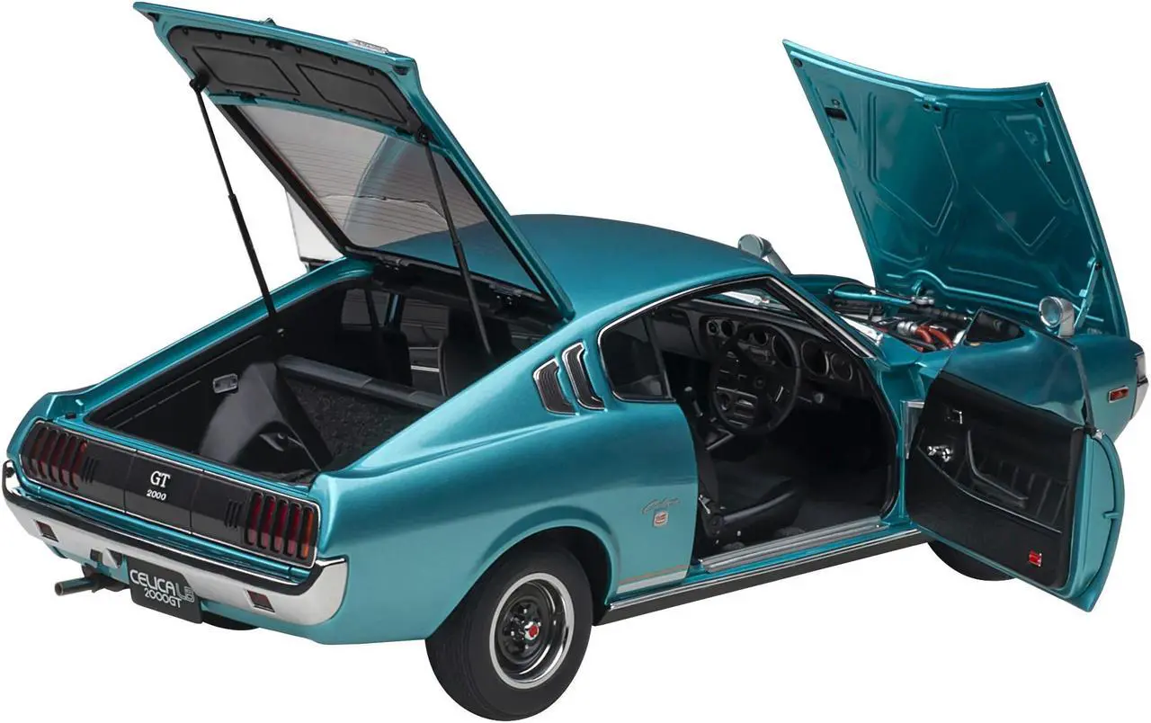 Alt view image 2 of 9 - 1973 Toyota Celica Liftback 2000GT (RA25) RHD (Right Hand Drive) Turquoise Blue Metallic 1/18 Model Car by Autoart