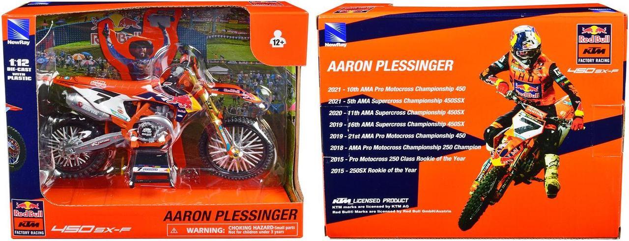 Alt view image 3 of 6 - KTM 450 SX-F Motorcycle #7 Aaron Plessinger "Red Bull KTM Factory Racing" 1/12 Diecast Model by New Ray
