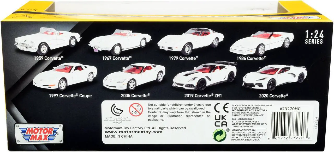 Alt view image 2 of 3 - 2005 Chevrolet Corvette C6 White with Red Interior "History of Corvette" Series 1/24 Diecast Model Car by Motormax