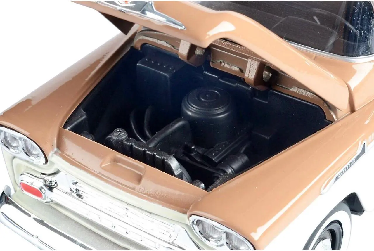Alt view image 3 of 4 - 1958 Chevrolet Apache Fleetside Pickup Truck Brown and Beige 1/24 Diecast Model Car by Motormax