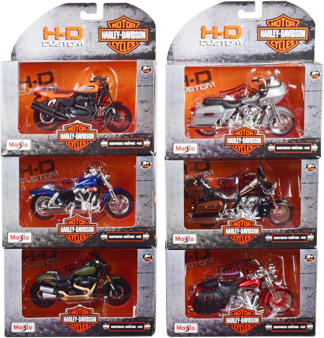 Main image of Harley-Davidson Motorcycles 6 piece Set Series 42 1/18 Diecast Motorcycle Models by Maisto