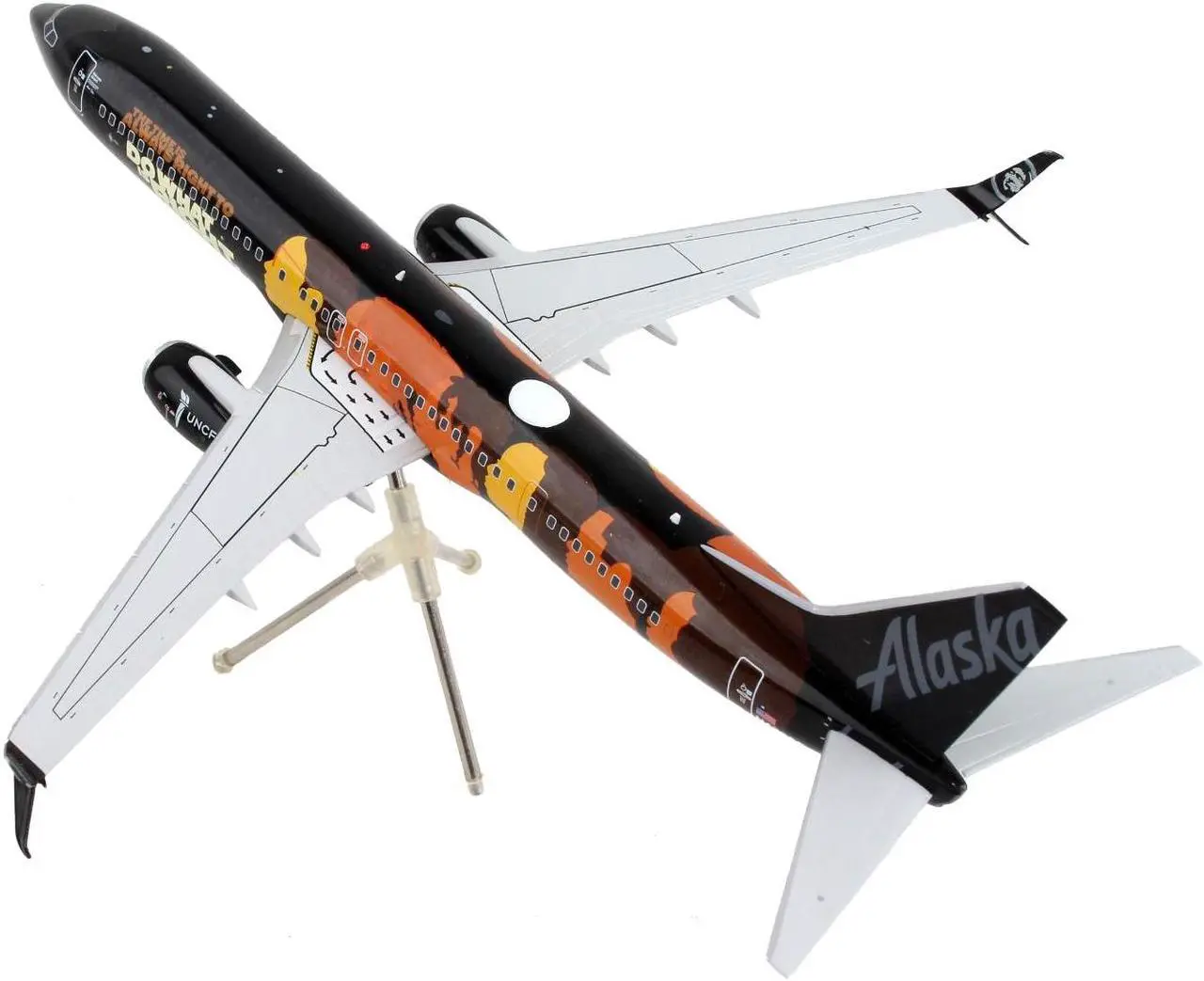 Alt view image 3 of 6 - Boeing 737-900ER Commercial Aircraft "Alaska Airlines" Black w/Graphics "Gemini 200" 1/200 Diecast Model Airplane by GeminiJets