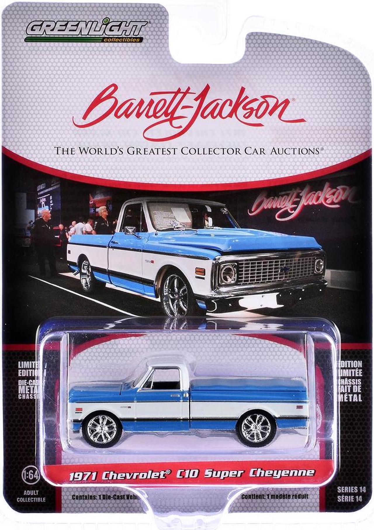 Alt view image 3 of 3 - 1971 Chevrolet C10 Super Cheyenne Custom Pickup Truck Blue and White Barrett Jackson 1/64 Diecast Model Car by Greenlight