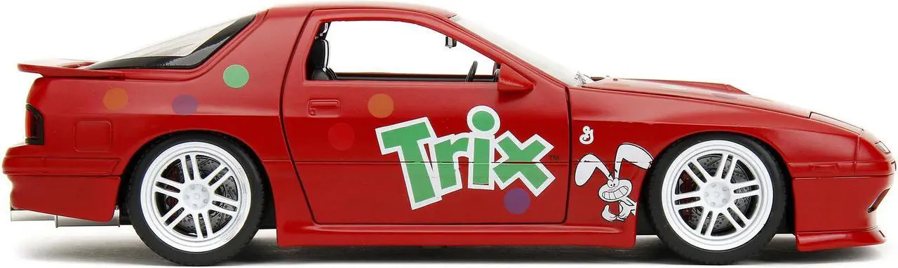 Alt view image 3 of 6 - 1985 Mazda RX-7 RHD Red w/Graphics and Trix Rabbit Figure "Trix Cereal" "Hollywood Rides" Series 1/24 Diecast Model Car by Jada
