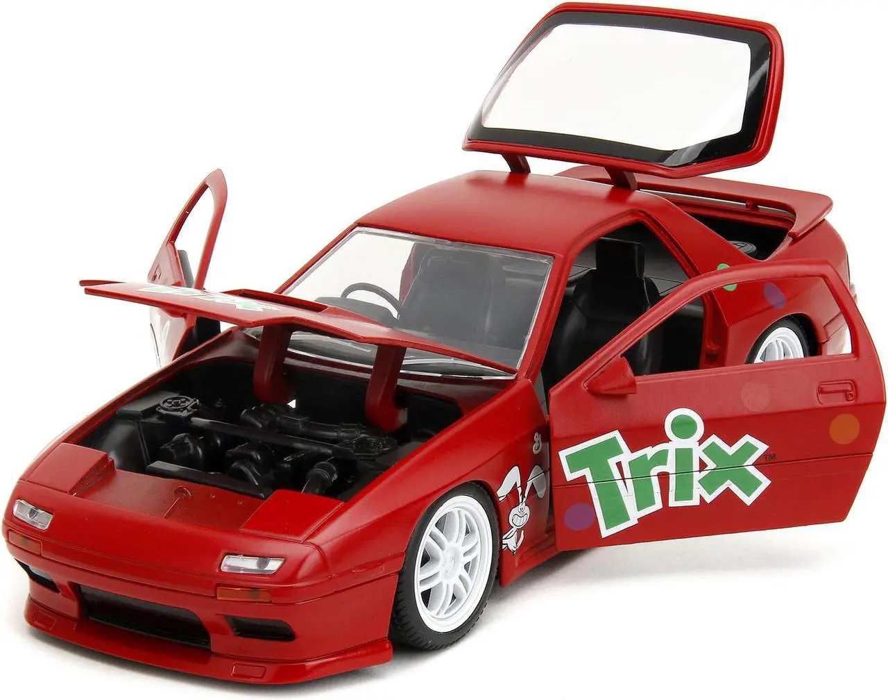 Alt view image 2 of 6 - 1985 Mazda RX-7 RHD Red w/Graphics and Trix Rabbit Figure "Trix Cereal" "Hollywood Rides" Series 1/24 Diecast Model Car by Jada