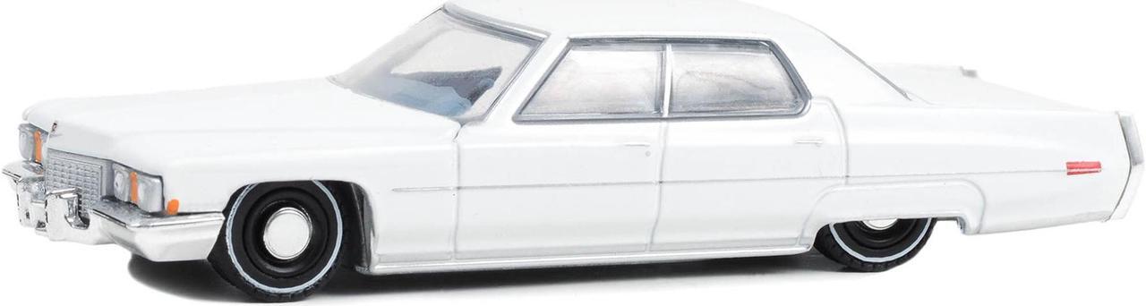 Alt view image 2 of 3 - 1972 Cadillac Sedan deVille Lowrider Cotillion White with Blue Interior 1/64 Diecast Model Car by Greenlight