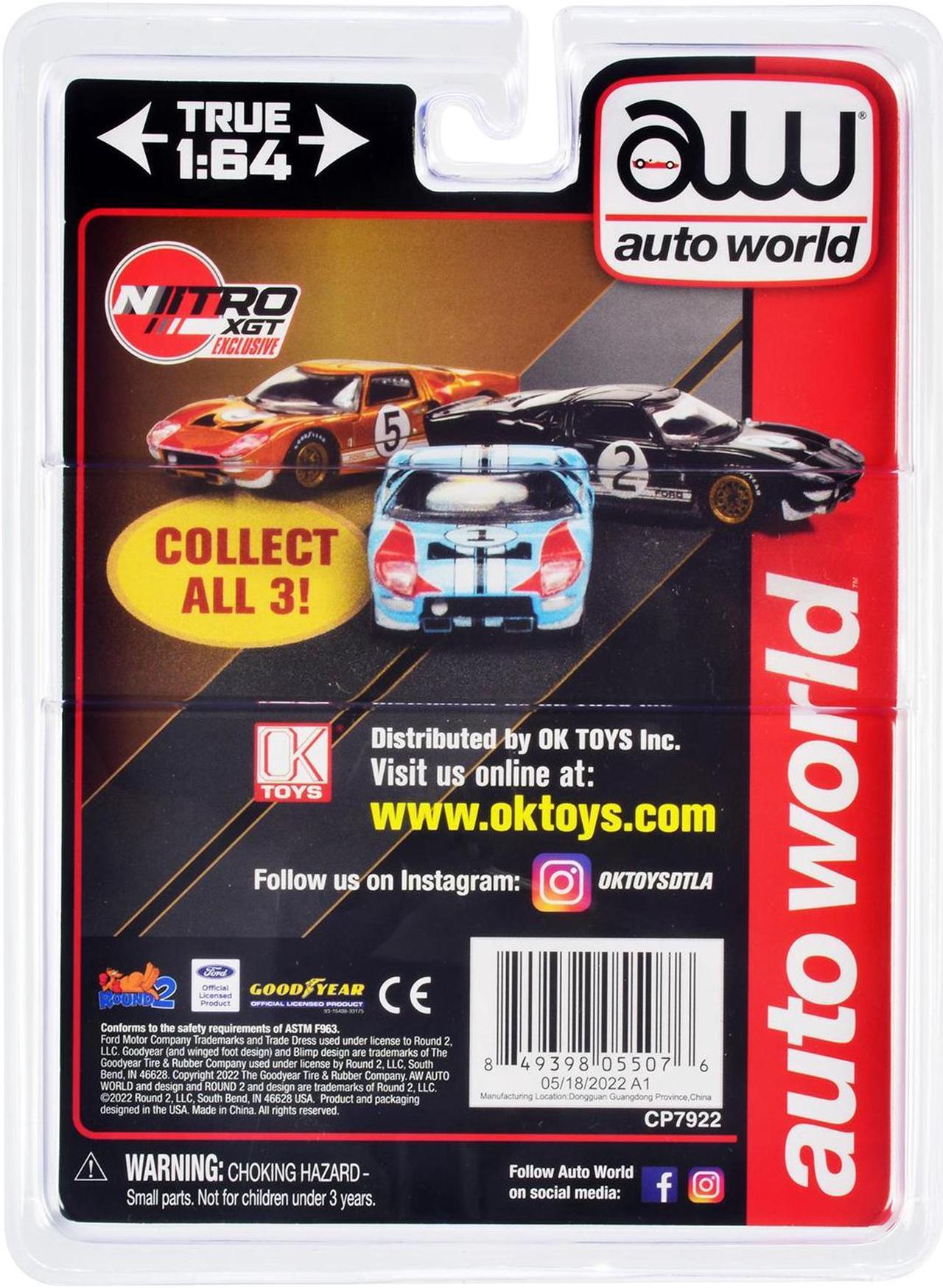 Alt view image 2 of 3 - 1966 Ford GT40 RHD #2 Black with Silver Stripes Limited Edition to 3600 pieces Worldwide 1/64 Diecast Model Car by Auto World