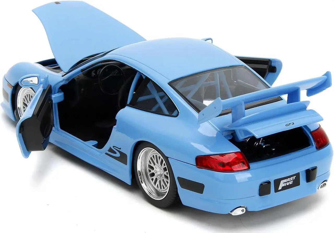 Alt view image 4 of 11 - Porsche 911 GT3 RS Light Blue with Black Accents "Fast & Furious" Movie 1/24 Diecast Model Car by Jada