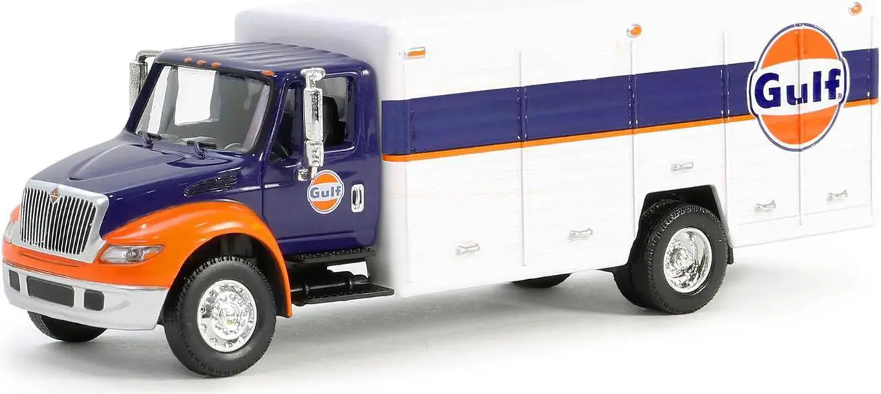 Alt view image 2 of 6 - International Durastar 4400 Delivery Truck "Gulf Oil" Dark Blue and White "H.D. Trucks" 1/64 Diecast Model Car by Greenlight