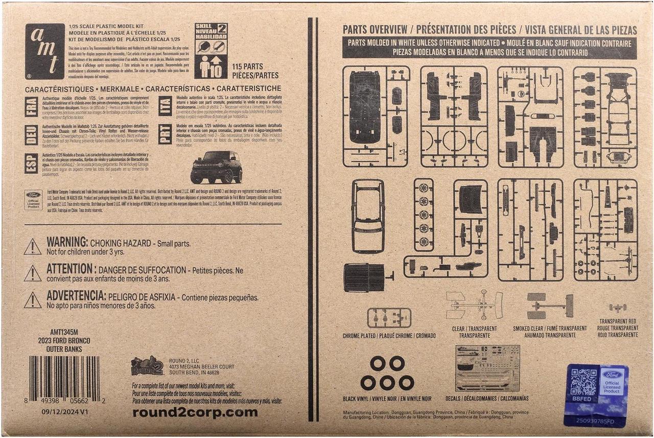 Alt view image 4 of 4 - Skill 2 Model Kit 2023 Ford Bronco Outer Banks 1/25 Scale Model by AMT