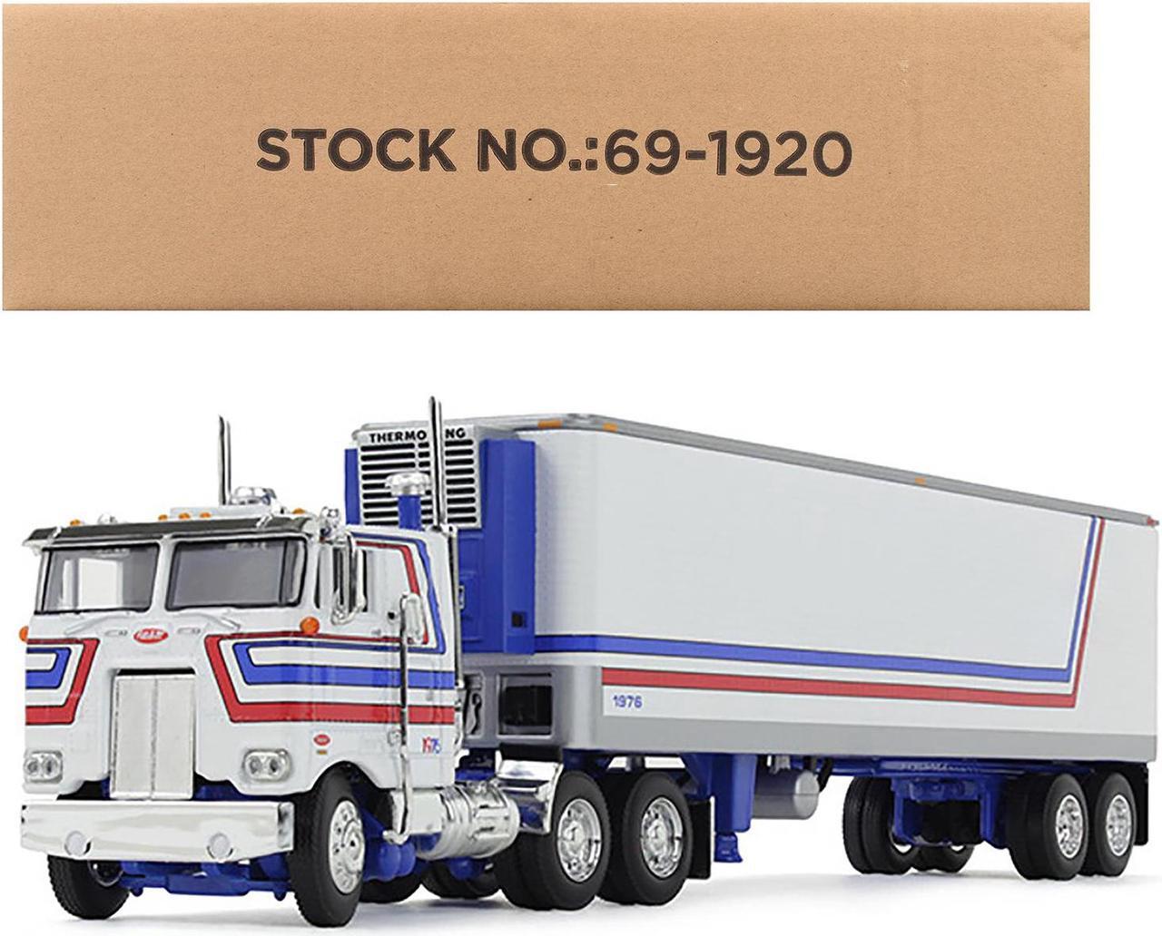 Main image of Peterbilt 352 COE 86" Sleeper and 40' Vintage Refrigerated Trailer White with Blue and Red 1/64 Diecast Model by DCP/First Gear